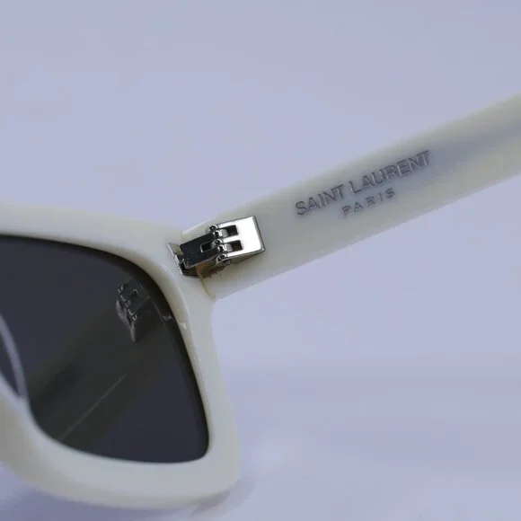 Saint Laurent SL461 BETTY 020 Sunglasses Ivory Rectangle Frame, Grey Lenses - Picture 10 of 13